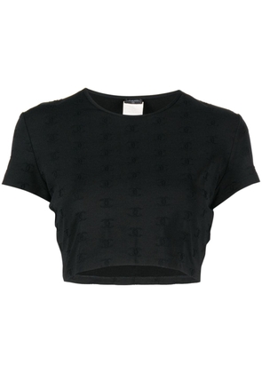 CHANEL Pre-Owned 1997 CC logo-embroidered cropped T-shirt - Black