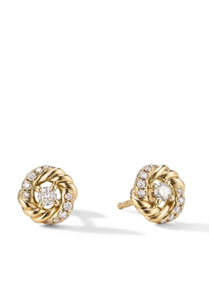 David Yurman 18kt yellow Petite Infinity diamond stud earrings - Gold