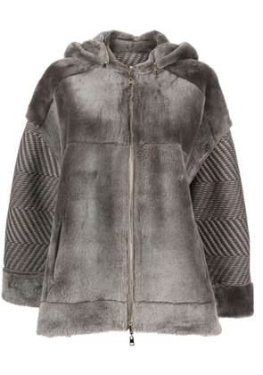 Lorena Antoniazzi sheepskin hooded jacket - Grey