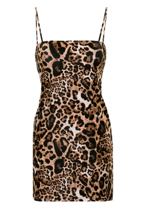 VETEMENTS leopard-print velvet minidress - Neutrals