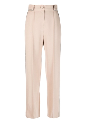 Loulou crystal-embellished straight-leg trousers - Neutrals