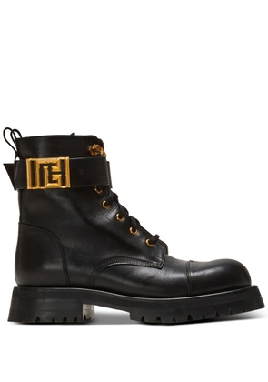 Balmain Romy lace-up leather boots - Black