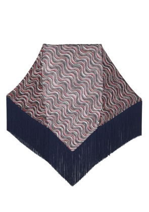 Missoni swirl-patterned fringed shawl - Blue