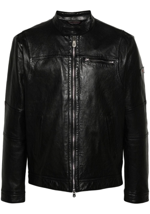 Peuterey logo-patch leather jacket - Black