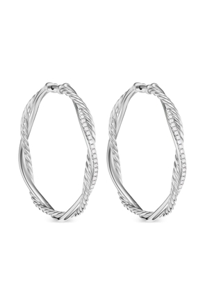 David Yurman sterling silver Infinity diamond hoop earrings