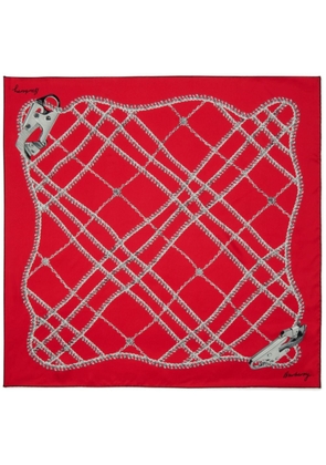 Burberry Chain Check-print silk scarf - Red