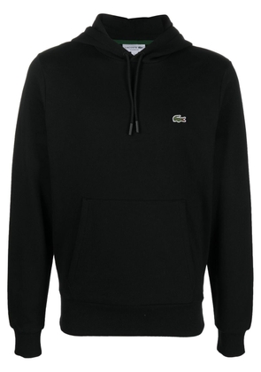 Lacoste logo-patch cotton hoodie - Black