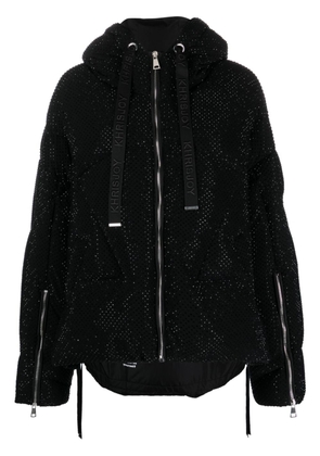 Khrisjoy Iconic rhinestone-embellished hooded puffer jacket - Black