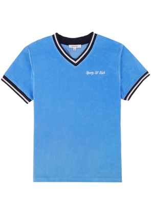 Sporty & Rich logo-embroidered V-neck T-shirt - Blue