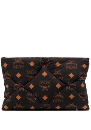 MCM large Aren quilted monogram-pattern clutch bag - Brown