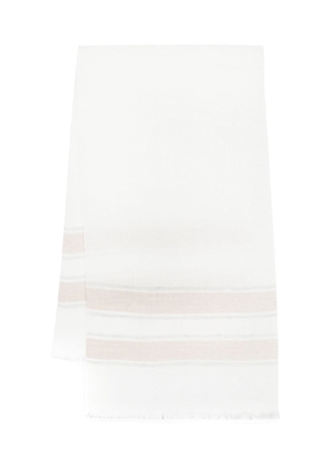Eleventy stripe-detail linen scarf - White
