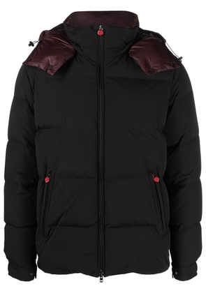 Kiton logo-embroidered hooded puffer jacket - Black