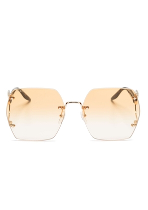 Gucci Eyewear Double G geometric-frame sunglasses - Brown