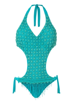 Amir Slama embroidered cut-out one-piece - Blue