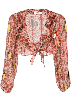Amir Slama floral-print cropped blouse - Multicolour