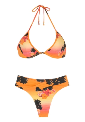Amir Slama print Ilha de Hibiscus bikini set - Orange