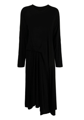 Yohji Yamamoto draped long-sleeve maxi dress - Black