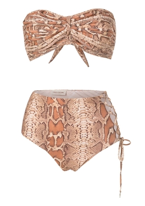 Amir Slama snakeskin-print tie-fastening bikini - Brown