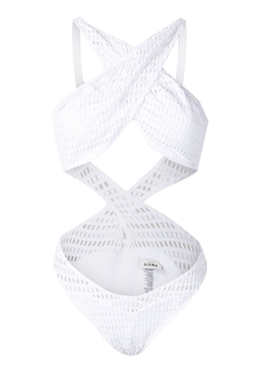 Amir Slama open-knit crossover-straps one-piece - White
