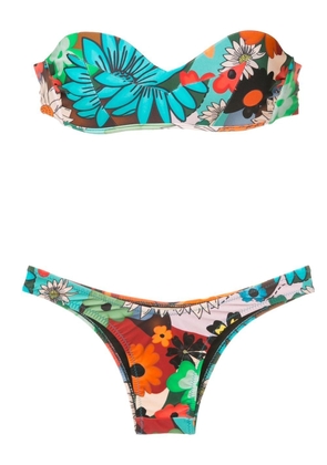 Amir Slama floral-print bandeau bikini - Multicolour