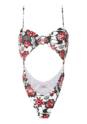 Amir Slama floral-print cut-out swimsuit - Multicolour