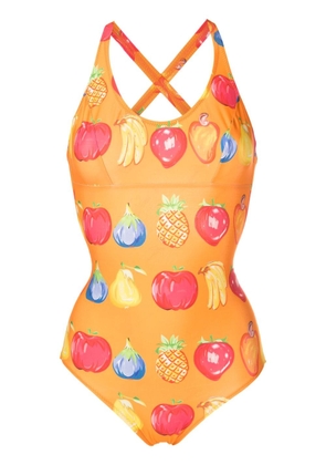 Amir Slama all-over fruit-print swimsuit - Orange