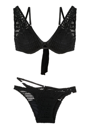 Amir Slama open-knit layered bikini set - Black