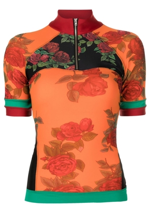 Amir Slama floral-pattern high-neck top - Orange