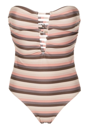 Amir Slama striped cut-out strapless swimsuit - Neutrals