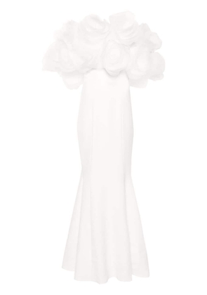 Ana Radu floral-appliqué maxi dress - White