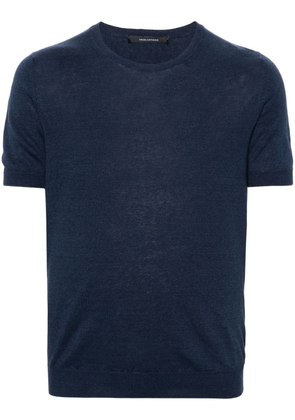 Tagliatore fine-knit linen cotton T-shirt - Blue