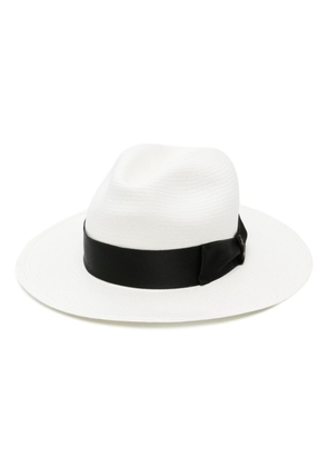 Borsalino straw fedora hat - White