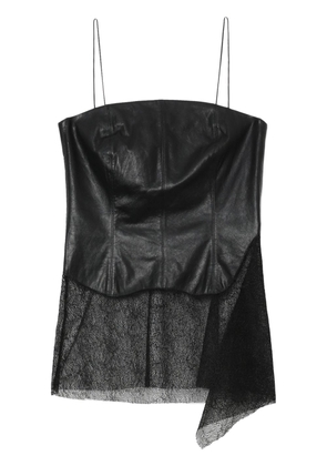 Helmut Lang sheer leather top - Black