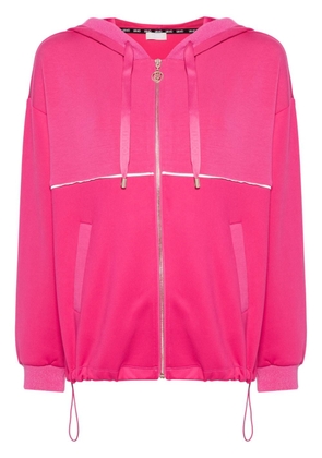 LIU JO rhinestone-logo hoodie - Pink