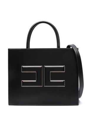 Elisabetta Franchi medium logo-plaque tote bag - Black