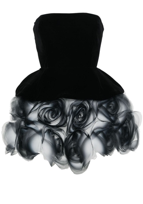 Ana Radu floral-appliqué strapless minidress - Black