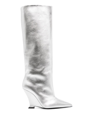 3juin 100mm pointed-toe leather boots - Silver