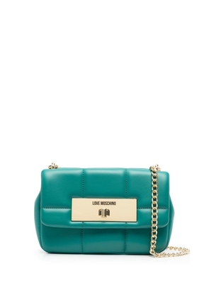 Love Moschino engraved-logo quilted shoulder bag - Green