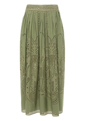 Alberta Ferretti cut-out detail poplin midi skirt - Green