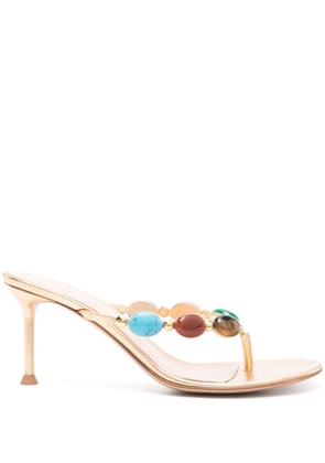Gianvito Rossi Shanti Thong 70mm leather sandals - Gold