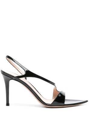 Gianvito Rossi 100mm patent-leather slingback sandals - Black