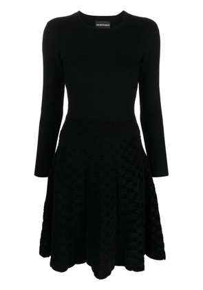 Emporio Armani jacquard-motif flared minidress - Black