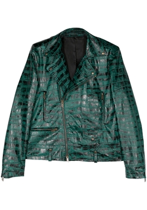 Salvatore Santoro crocodile-embossed leather jacket - Green