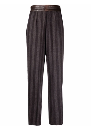 Versace Pre-Owned 1980s striped tapered trousers - Grey