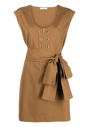 Prada Pre-Owned tie-fastening cotton minidress - Brown