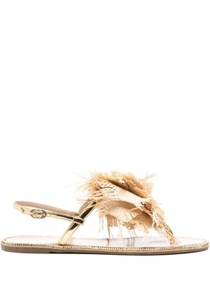 Le Silla Rose raffia-weave flat sandals - Neutrals