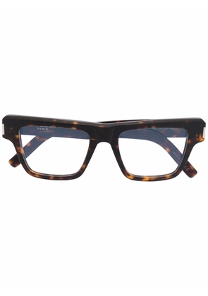 Saint Laurent Eyewear square frame tortoise glasses - Brown