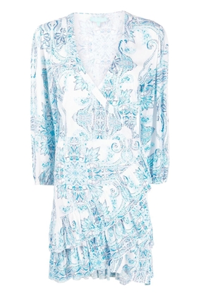 Melissa Odabash Tulip Ornate printed mini dress - Blue