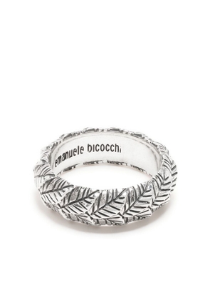 Emanuele Bicocchi engraved-leaves embellished ring - Silver