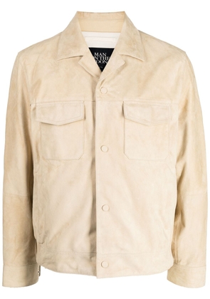 Man On The Boon. camp-collar suede shirt jacket - Neutrals
